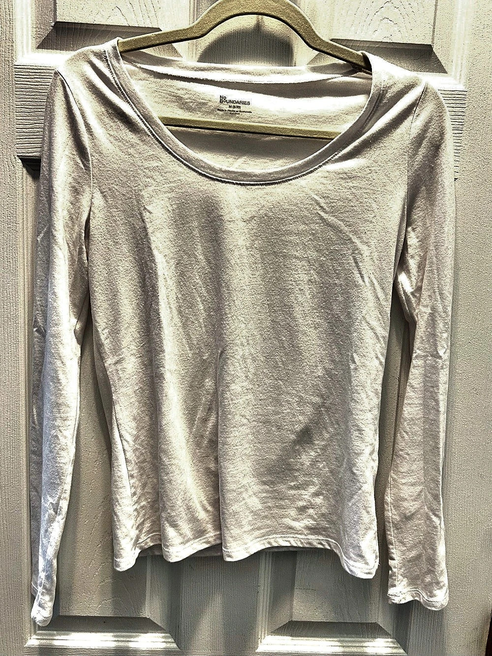 No Boundaries Shirt Womens Medium Cotton Blend Long Sleeve Top in White Size